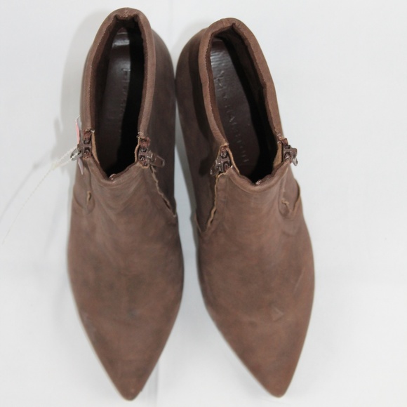 Halston Leather Wedge Ankle Boots 8 Hal Brown NEW - Picture 3 of 6